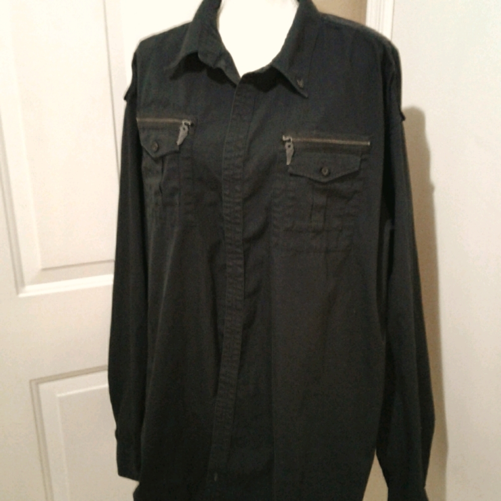 🌺 Mens Like New Sean John Black Deco Shirt